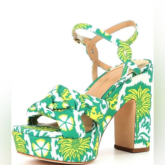 Antonio Melani Bold platform sandals green and yellow pattern - Picture 11 of 11
